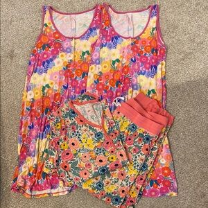 Little Sleepies Floral Sleeveless Nightgowns and Pajama Set